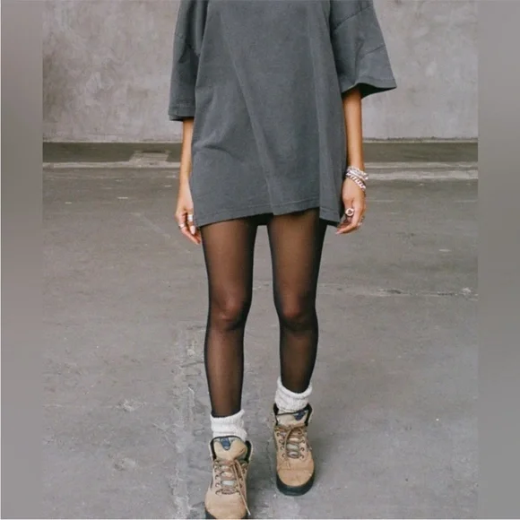 JOAH BROWN SPLIT HEM LEGGING BLACK MESH XS/S